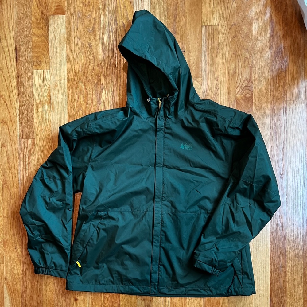 REI Green Raincoat Lightweight Waterproof